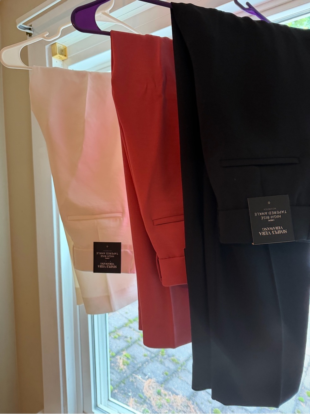 High rise Tapered Ankel Trousers - Black, Cream and Raspberry - bundle of 3